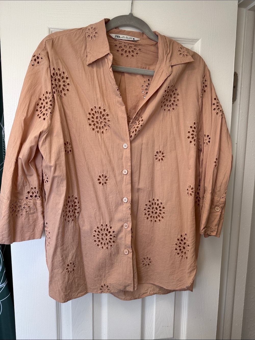 ZARA - Eyelet Button-Down Shirt